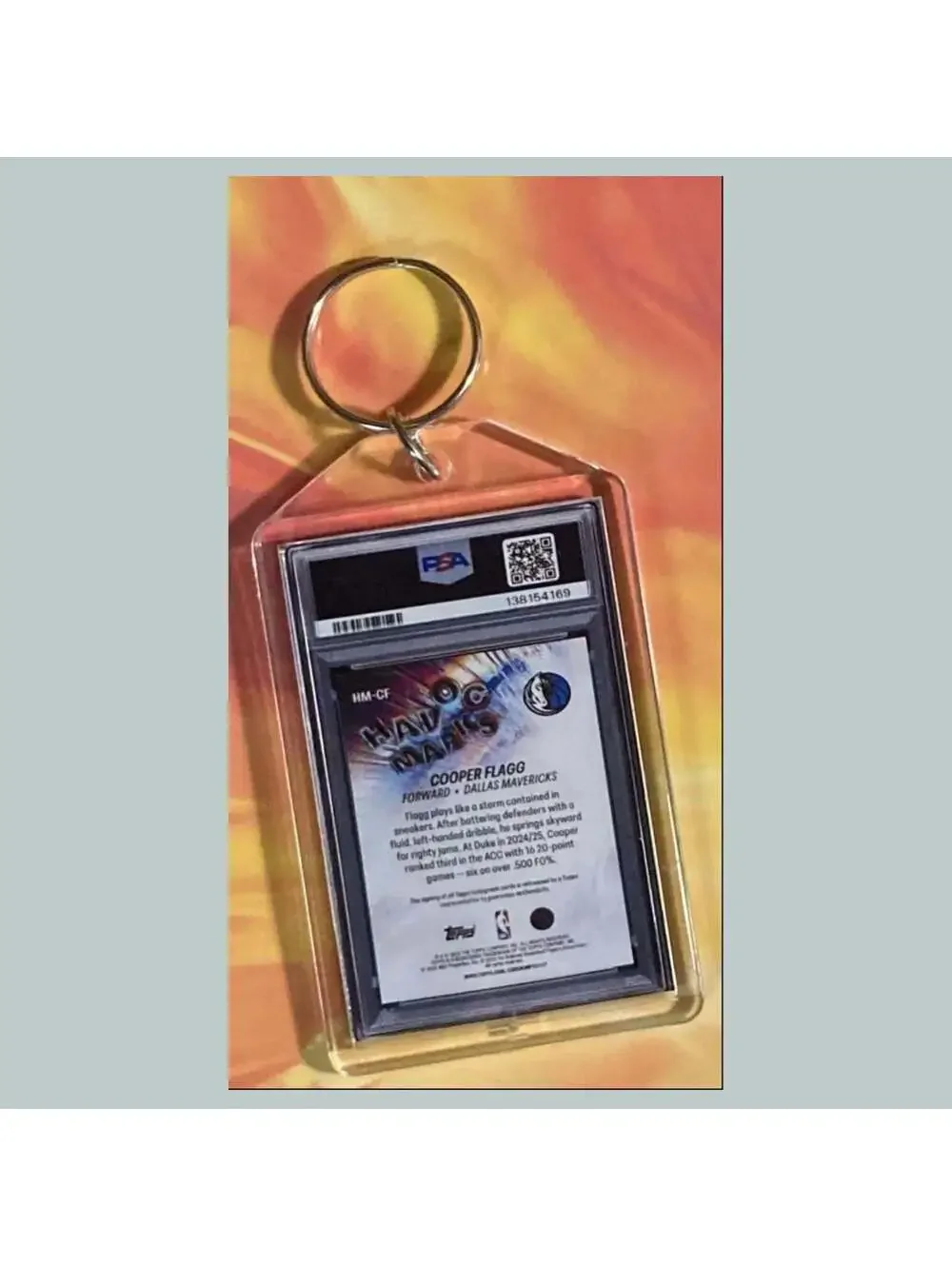 3692 Cooper Flagg 2025 Topps Foilfractor Custom Hand Made Keychain